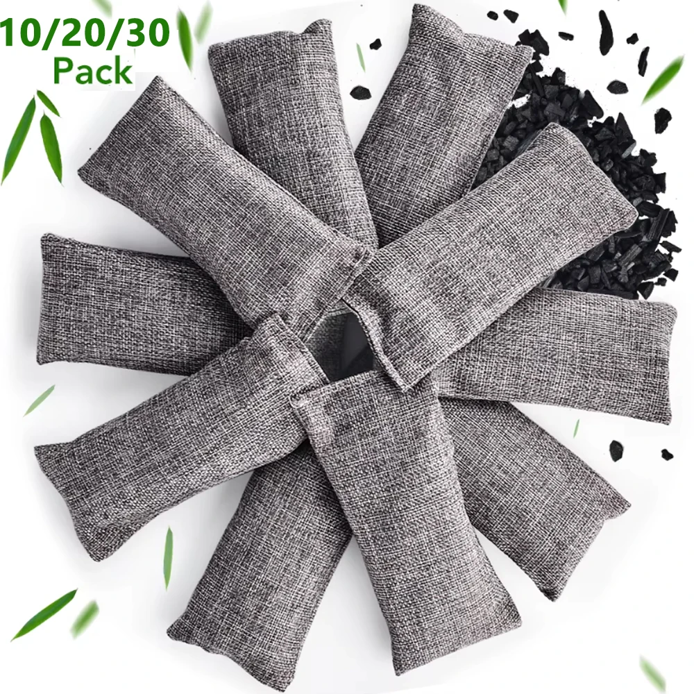 10/20/30pcs Natural Bamboo Charcoal Bags Air Purifying Activated Charcoal Odor Absorber Moisture Odor Eliminator for Closet Shoe